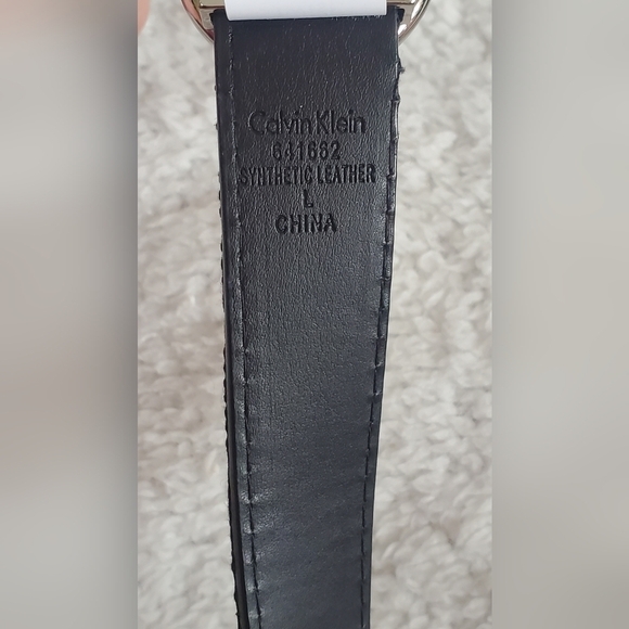 CALVIN KLEIN Black Fabric Logo Silver Hardware Genuine Leather Size Large - Picture 8 of 10